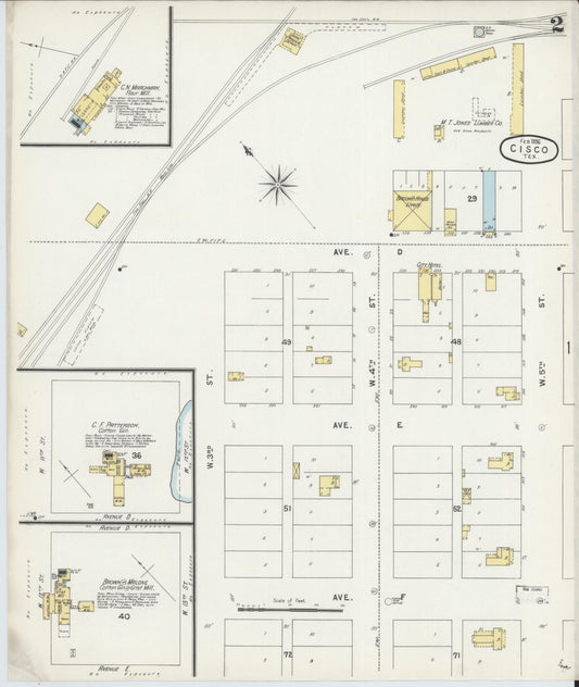 Sanborn Fire Insurance Map from Cisco, Eastland County, Texas (1896), Sheet #0002 - Historic Sanborn Fire Insurance Map Print, vintage old map wall art, antique decor, genealogy gift, Texas Texas map
