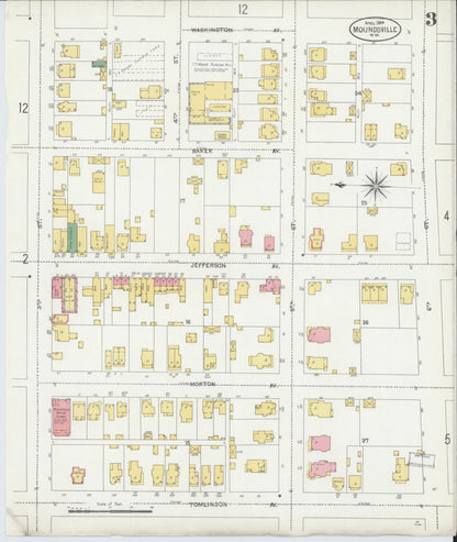 Sanborn Fire Insurance Map from Moundsville, Marshall County, West Virginia (1904), Sheet #0003 - Complete Map Set gallery image, historic Sanborn map, vintage wall art, West Virginia West Virginia