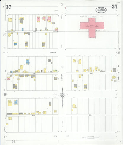 Sanborn Fire Insurance Map from Douglas, Cochise County, Arizona (1929), Sheet #0037 - Complete Map Set gallery image, historic Sanborn map, vintage wall art, Arizona Arizona