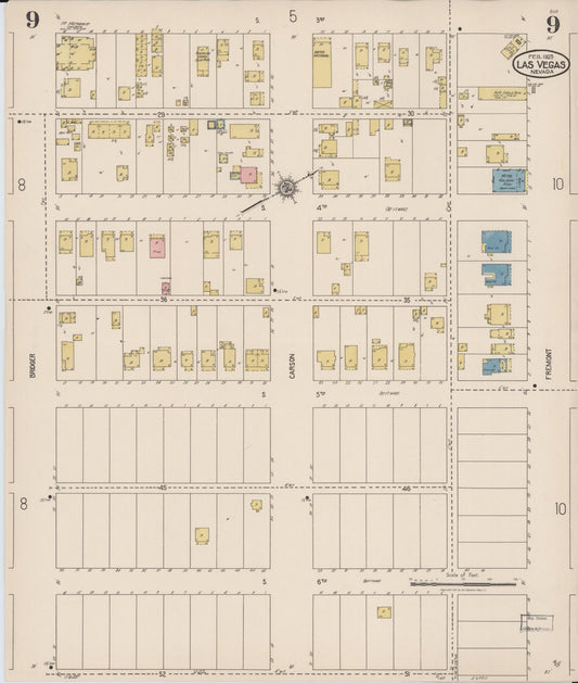 Sanborn Fire Insurance Map from Las Vegas, Clark County, Nevada (1923), Sheet #0009 - Historic Sanborn Fire Insurance Map Print, vintage old map wall art, antique decor, genealogy gift, Nevada Nevada map