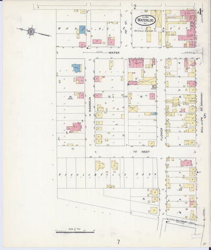 Sanborn Fire Insurance Map from Waterloo, Monroe County, Illinois (1913), Sheet #0004 - Historic Sanborn Fire Insurance Map Print, vintage old map wall art, antique decor, genealogy gift, Illinois Illinois map