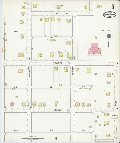 Sanborn Fire Insurance Map from Grand Prairie, Dallas County, Texas (1920), Sheet #0003 - Complete Map Set gallery image, historic Sanborn map, vintage wall art, Texas Texas