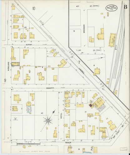 Sanborn Fire Insurance Map from Palatka, Putnam County, Florida (1903), Sheet #0008 - Complete Map Set gallery image, historic Sanborn map, vintage wall art, Florida Florida
