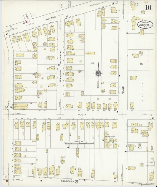 Sanborn Fire Insurance Map from Lockport, Niagara County, New York (1914), Sheet #0016 - Historic Sanborn Fire Insurance Map Print, vintage old map wall art, antique decor, genealogy gift, New York New York map