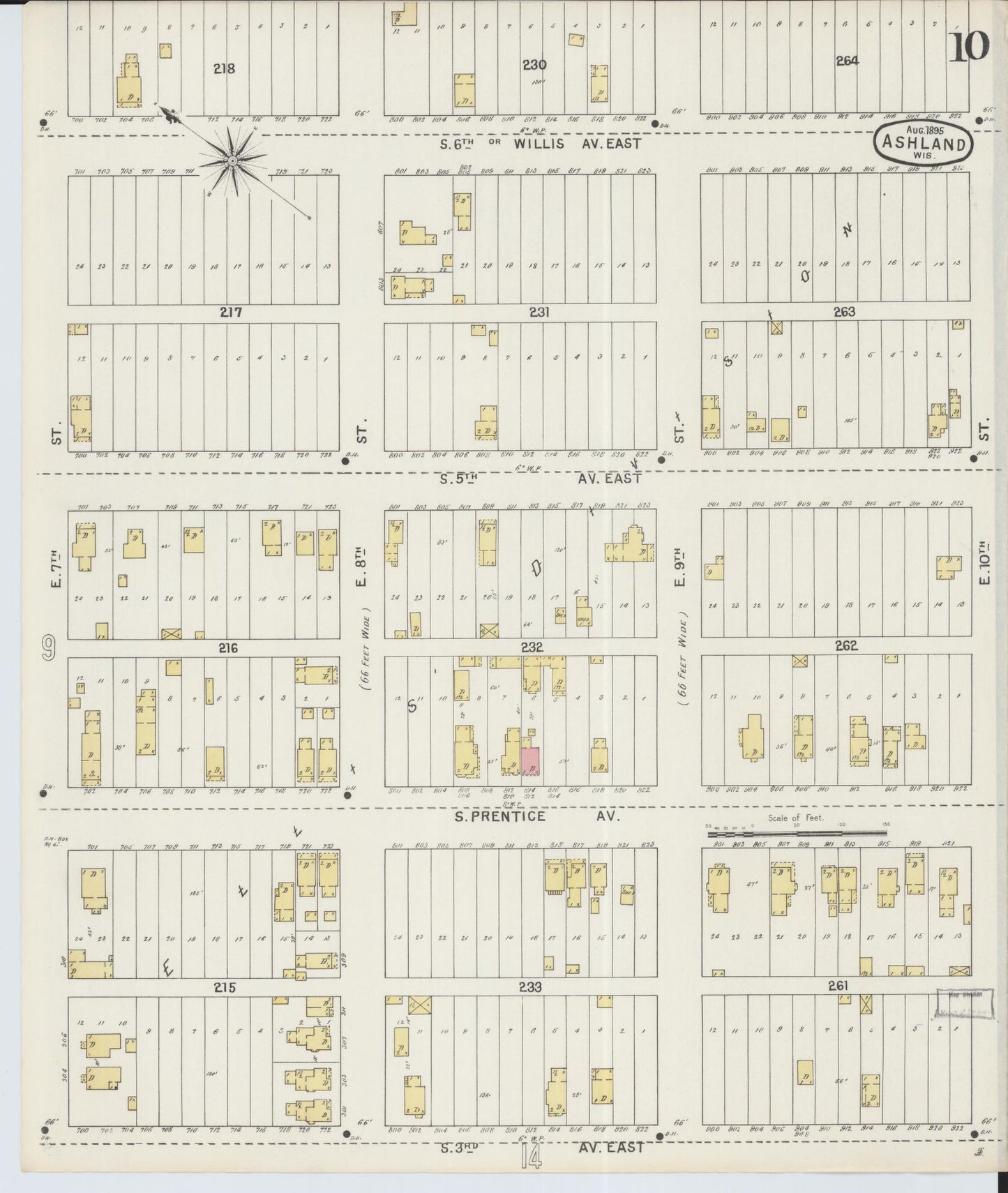 Sanborn Fire Insurance Map from Ashland, Ashland County, Wisconsin (1895), Sheet #0010 - Historic Sanborn Fire Insurance Map Print, vintage old map wall art, antique decor, genealogy gift, Wisconsin Wisconsin map