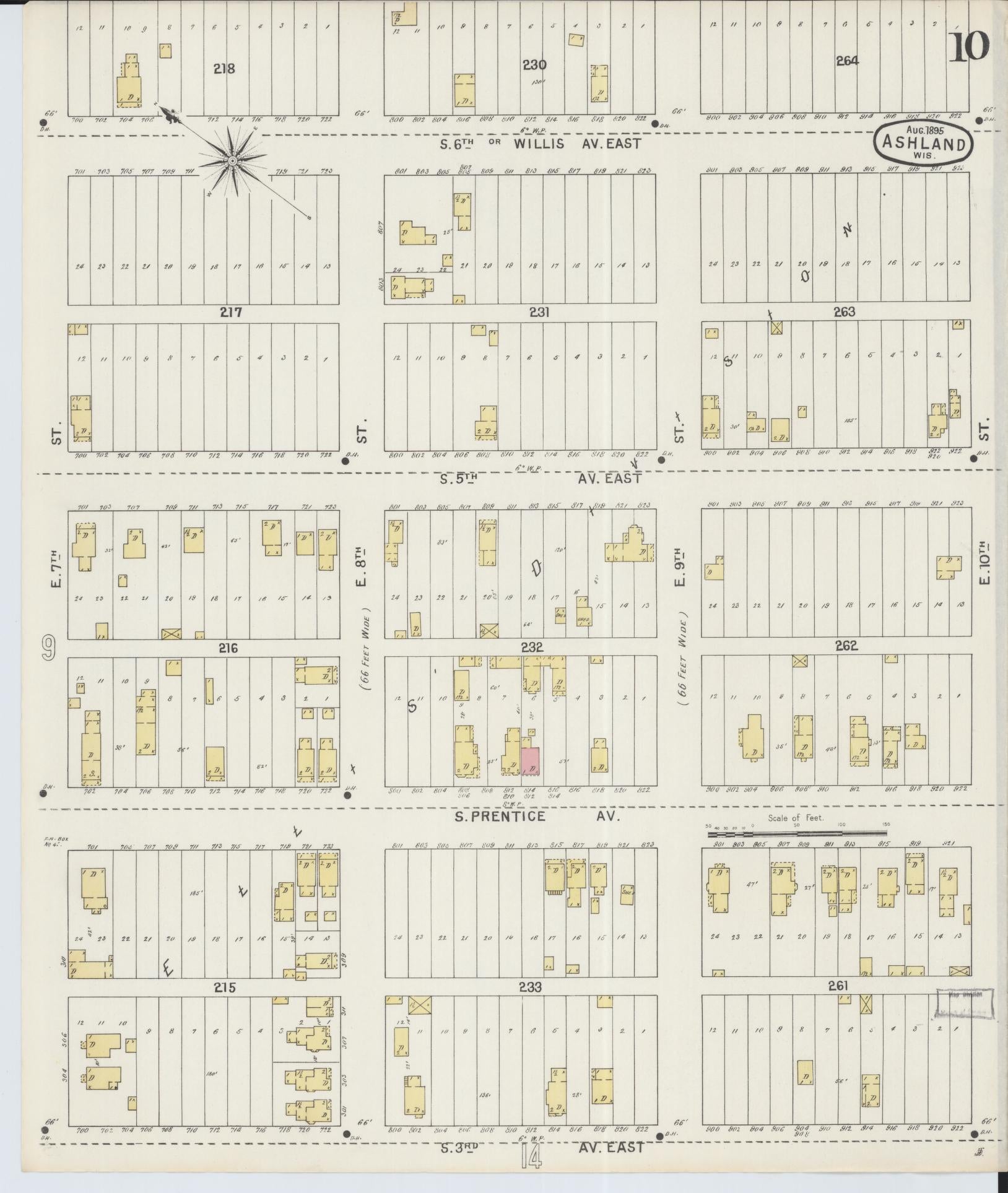 Sanborn Fire Insurance Map from Ashland, Ashland County, Wisconsin (1895), Sheet #0010 - Historic Sanborn Fire Insurance Map Print, vintage old map wall art, antique decor, genealogy gift, Wisconsin Wisconsin map