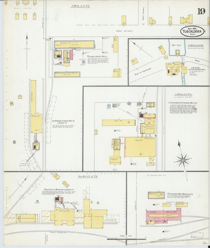 Sanborn Fire Insurance Map from Tuscaloosa, Tuscaloosa County, Alabama (1905), Sheet #0019 - Complete Map Set gallery image, historic Sanborn map, vintage wall art, Alabama Alabama
