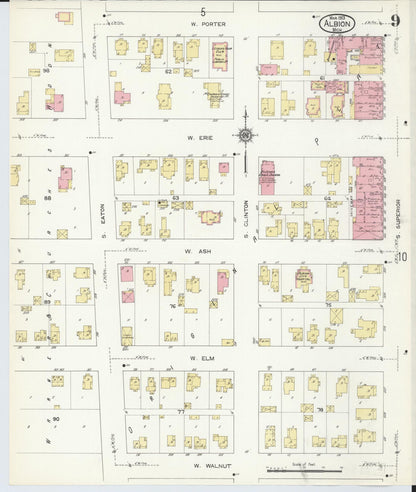 Sanborn Fire Insurance Map from Albion, Calhoun County, Michigan (1913), Sheet #0009 - Complete Map Set gallery image, historic Sanborn map, vintage wall art, Michigan Michigan
