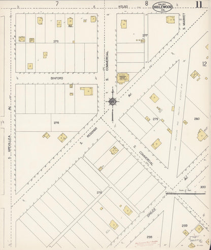 Sanborn Fire Insurance Map from Inglewood, Los Angeles County, California (1912), Sheet #0011 - Historic Sanborn Fire Insurance Map Print, vintage old map wall art, antique decor, genealogy gift, California California map