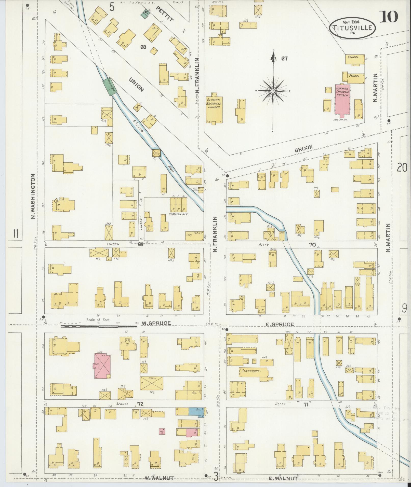 Sanborn Fire Insurance Map from Titusville, Crawford County, Pennsylvania (1904), Sheet #0010 - Complete Map Set gallery image, historic Sanborn map, vintage wall art, Pennsylvania Pennsylvania