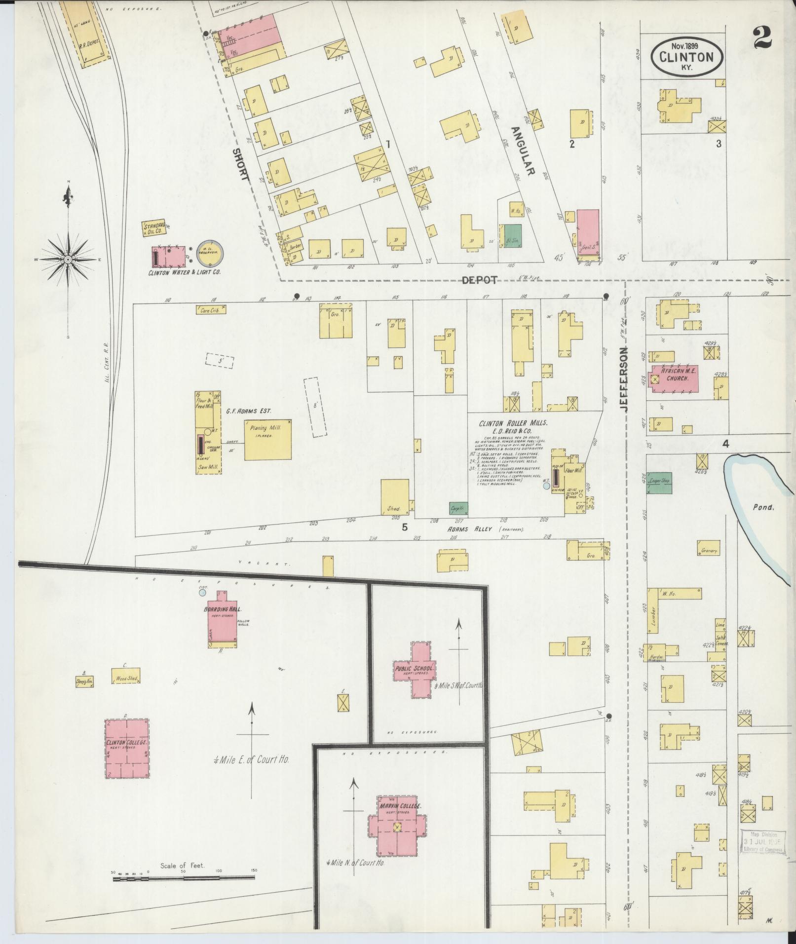 Sanborn Fire Insurance Map from Clinton, Hickman County, Kentucky (1899), Sheet #0002 - Complete Map Set gallery image, historic Sanborn map, vintage wall art, Kentucky Kentucky