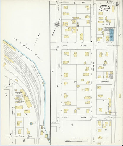 Sanborn Fire Insurance Map from Clayton, Jefferson County, New York (1912), Sheet #0006 - Complete Map Set gallery image, historic Sanborn map, vintage wall art, New York New York