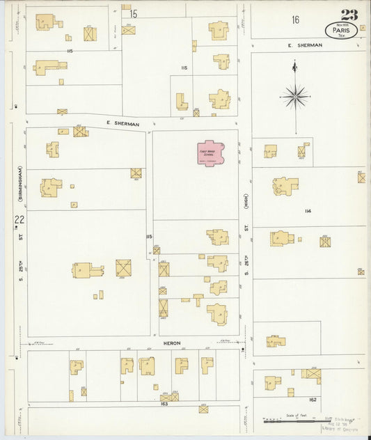Sanborn Fire Insurance Map from Paris, Lamar County, Texas (1908), Sheet #0023 - Historic Sanborn Fire Insurance Map Print, vintage old map wall art, antique decor, genealogy gift, Texas Texas map