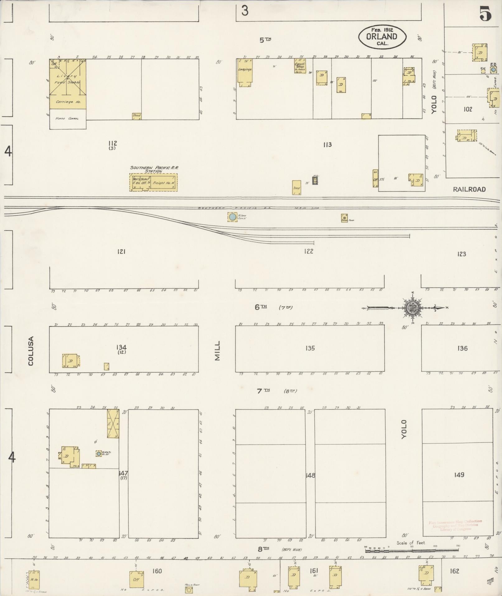 Sanborn Fire Insurance Map from Orland, Glenn County, California (1912), Sheet #0005 - Complete Map Set gallery image, historic Sanborn map, vintage wall art, California California