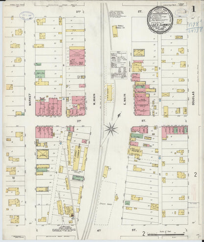 Sanborn Fire Insurance Map from Lee's Summit, Jackson County, Missouri (1898), Sheet #0001 - Complete Map Set gallery image, historic Sanborn map, vintage wall art, Missouri Missouri