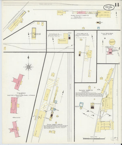Sanborn Fire Insurance Map from Tifton, Tift County, Georgia (1907), Sheet #0011 - Complete Map Set gallery image, historic Sanborn map, vintage wall art, Georgia Georgia