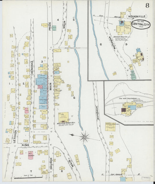 Sanborn Fire Insurance Map from Central City, Gilpin County, Colorado (1890), Sheet #0008 - Historic Sanborn Fire Insurance Map Print, vintage old map wall art, antique decor, genealogy gift, Colorado Colorado map