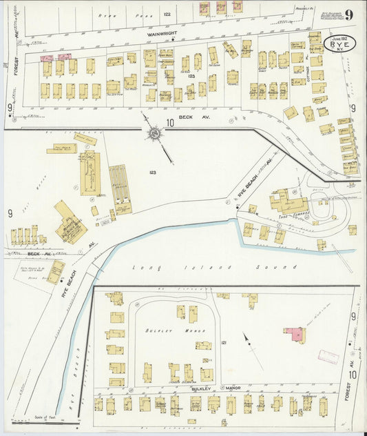 Sanborn Fire Insurance Map from Rye, Westchester County, New York (1912), Sheet #0009 - Historic Sanborn Fire Insurance Map Print, vintage old map wall art, antique decor, genealogy gift, New York New York map
