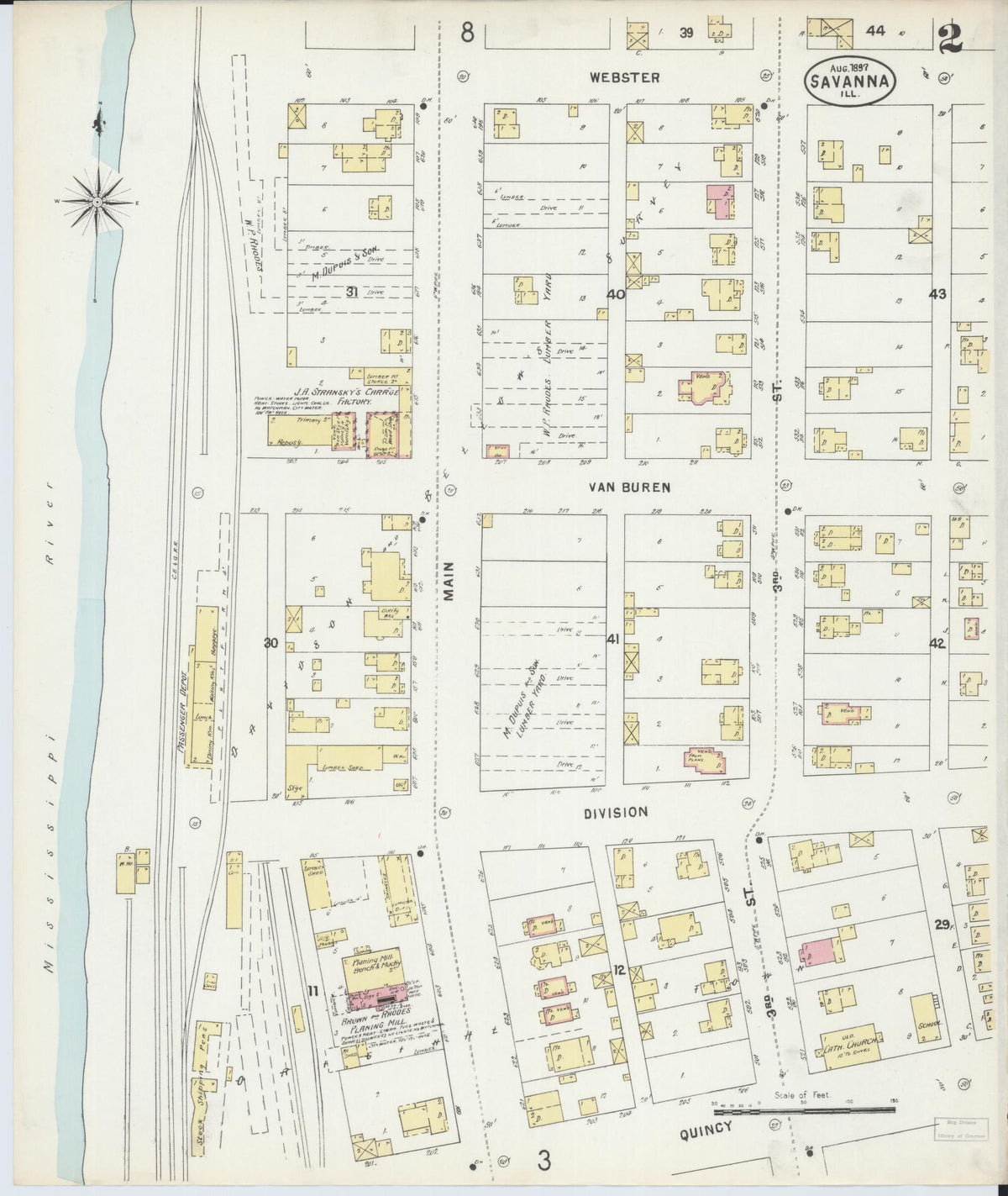 Sanborn Fire Insurance Map from Savanna, Carroll County, Illinois (1897), Sheet #0002 - Historic Sanborn Fire Insurance Map Print, vintage old map wall art, antique decor, genealogy gift, Illinois Illinois map