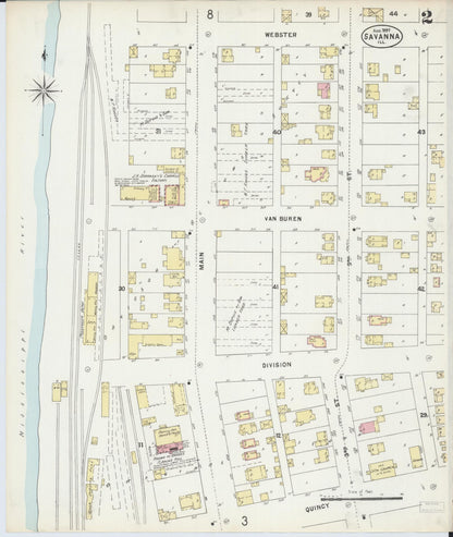 Sanborn Fire Insurance Map from Savanna, Carroll County, Illinois (1897), Sheet #0002 - Historic Sanborn Fire Insurance Map Print, vintage old map wall art, antique decor, genealogy gift, Illinois Illinois map