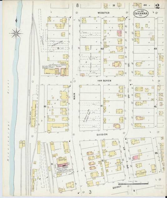 Sanborn Fire Insurance Map from Savanna, Carroll County, Illinois (1897), Sheet #0002 - Historic Sanborn Fire Insurance Map Print, vintage old map wall art, antique decor, genealogy gift, Illinois Illinois map