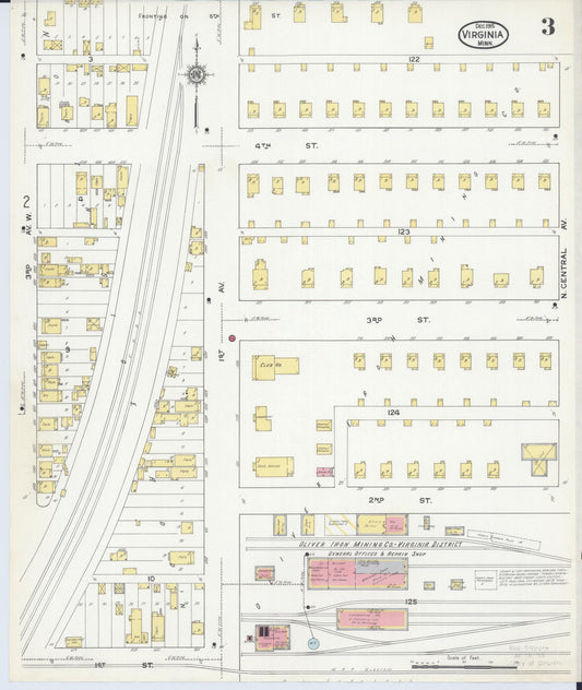 Sanborn Fire Insurance Map from Virginia, Saint Louis County, Minnesota (1915), Sheet #0003 - Historic Sanborn Fire Insurance Map Print, vintage old map wall art, antique decor, genealogy gift, Minnesota Minnesota map