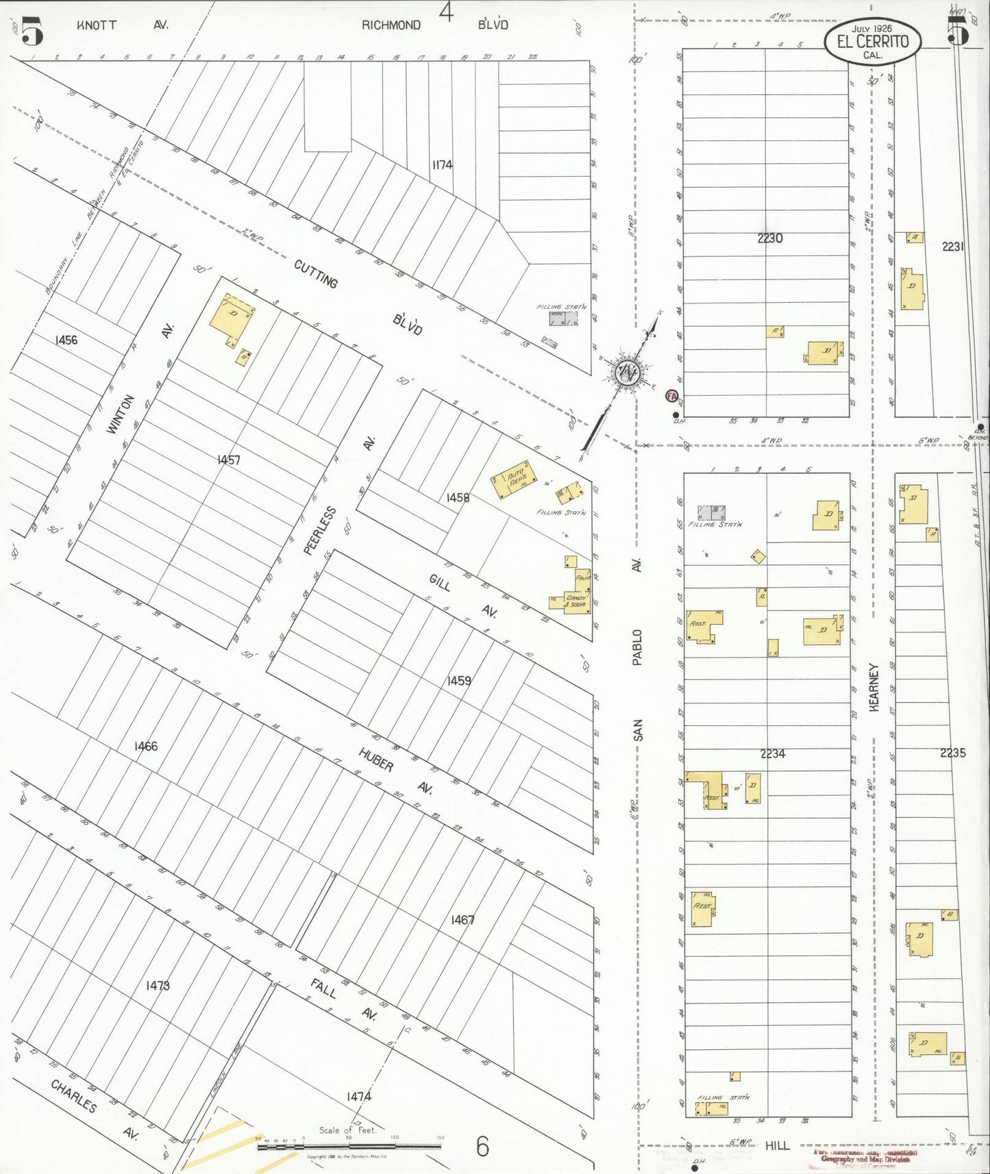 Sanborn Fire Insurance Map from El Cerrito, Contra Costa County, California (1926), Sheet #0005 - Complete Map Set gallery image, historic Sanborn map, vintage wall art, California California