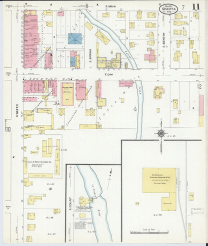 Sanborn Fire Insurance Map from Sparta, Monroe County, Wisconsin (1911), Sheet #0011 - Historic Sanborn Fire Insurance Map Print, vintage old map wall art, antique decor, genealogy gift, Wisconsin Wisconsin map