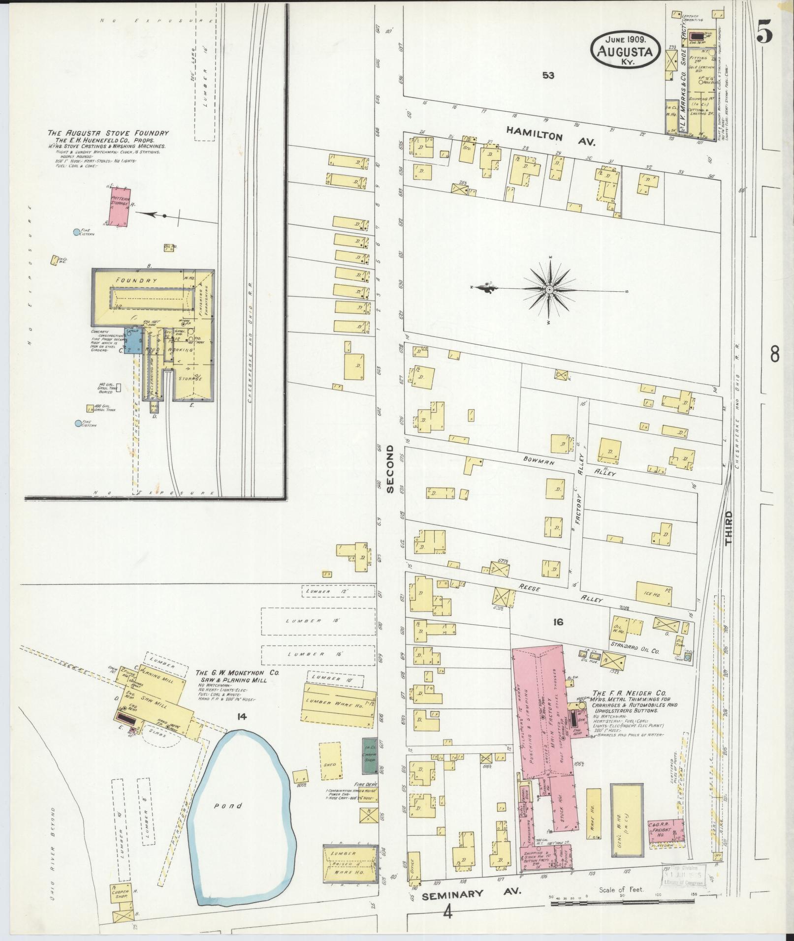 Sanborn Fire Insurance Map from Augusta, Bracken County, Kentucky (1909), Sheet #0005 - Historic Sanborn Fire Insurance Map Print, vintage old map wall art, antique decor, genealogy gift, Kentucky Kentucky map