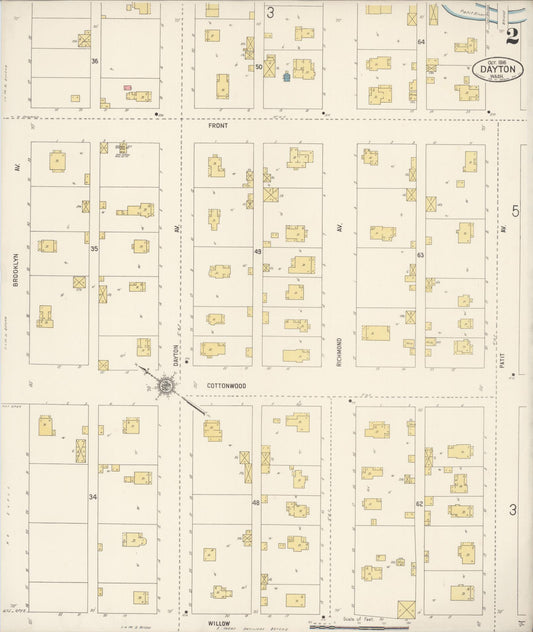 Sanborn Fire Insurance Map from Dayton, Columbia County, Washington (1916), Sheet #0002 - Historic Sanborn Fire Insurance Map Print, vintage old map wall art, antique decor, genealogy gift, Washington Washington map