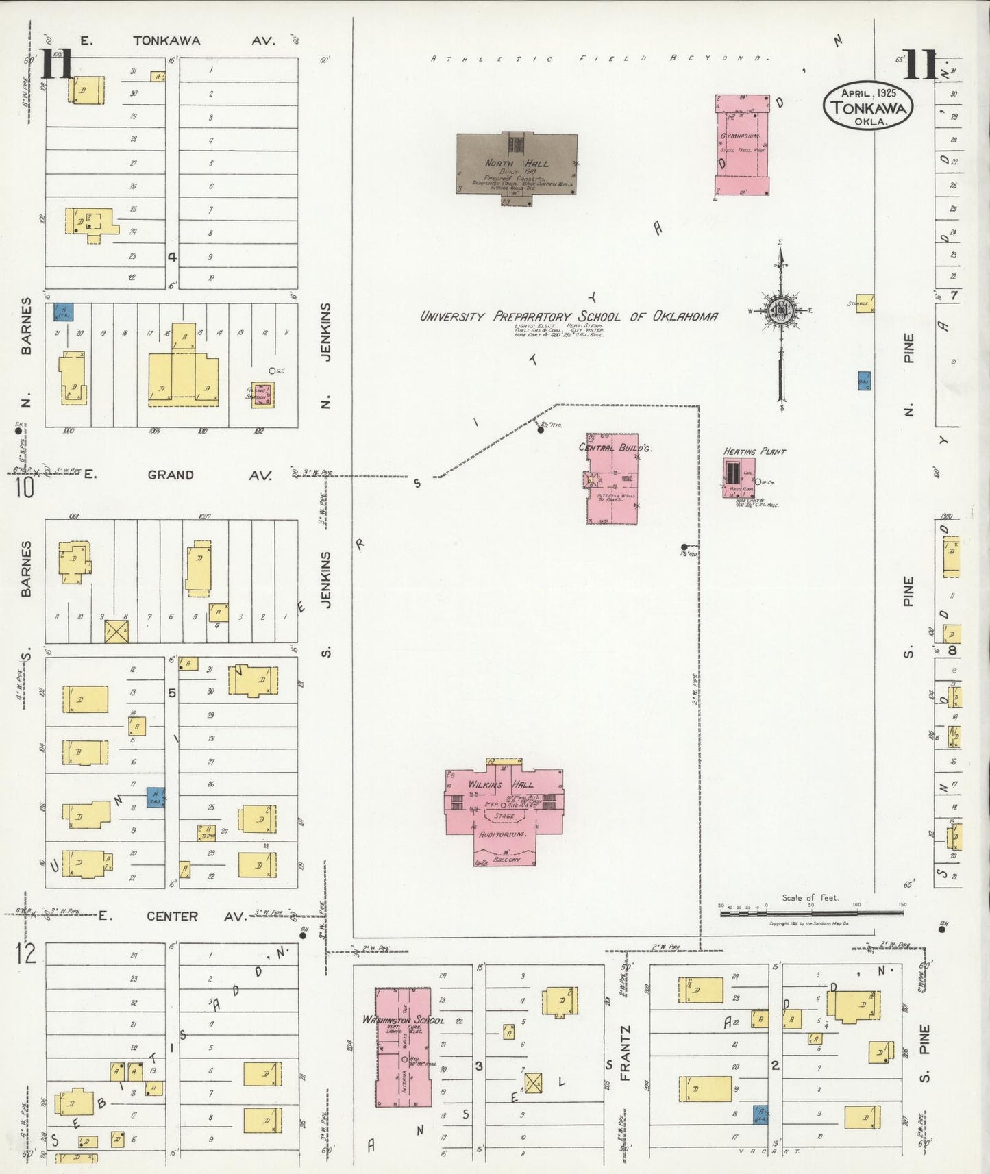 Sanborn Fire Insurance Map from Tonkawa, Kay County, Oklahoma (1925), Sheet #0011 - Complete Map Set gallery image, historic Sanborn map, vintage wall art, Oklahoma Oklahoma