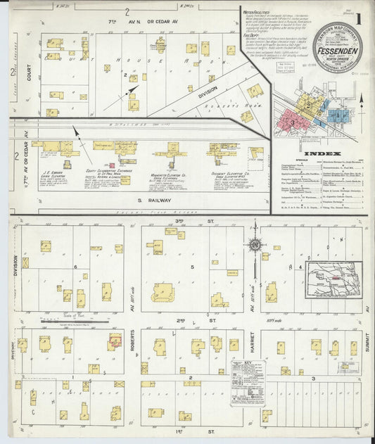 Sanborn Fire Insurance Map from Fessenden, Wells County, North Dakota (1918), Sheet #0001 - Historic Sanborn Fire Insurance Map Print, vintage old map wall art, antique decor, genealogy gift, North Dakota North Dakota map