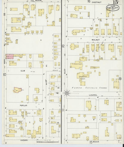 Sanborn Fire Insurance Map from Pine Bluff, Jefferson County, Arkansas (1896), Sheet #0015 - Complete Map Set gallery image, historic Sanborn map, vintage wall art, Arkansas Arkansas
