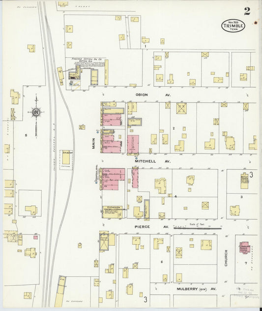 Sanborn Fire Insurance Map from Trimble, Dyer County, Tennessee (1909), Sheet #0002 - Historic Sanborn Fire Insurance Map Print, vintage old map wall art, antique decor, genealogy gift, Tennessee Tennessee map