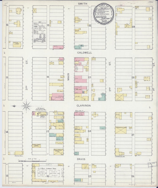 Sanborn Fire Insurance Map from Burlington Junction, Nodaway County, Missouri (1892), Sheet #0001 - Historic Sanborn Fire Insurance Map Print, vintage old map wall art, antique decor, genealogy gift, Missouri Missouri map