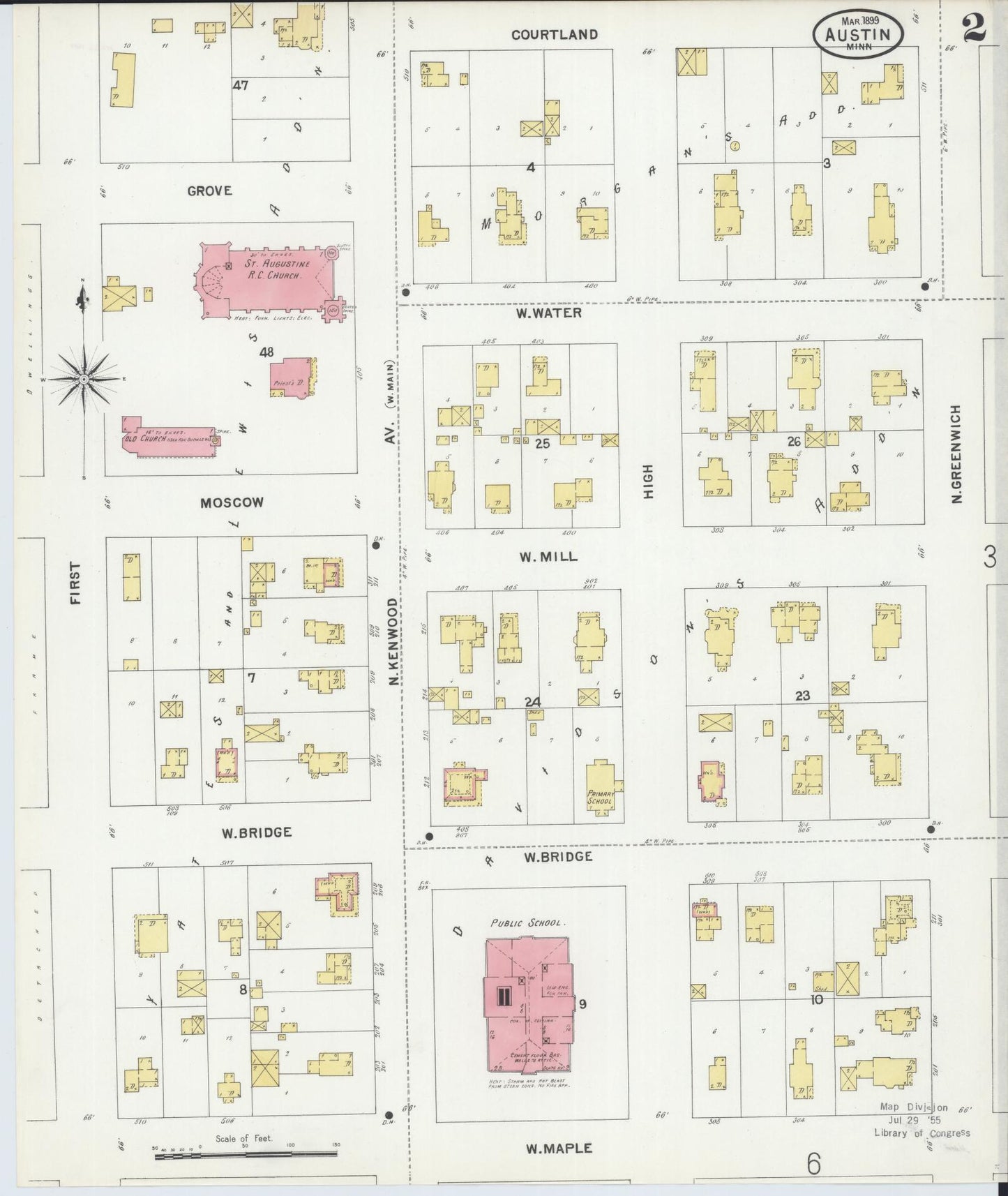 Sanborn Fire Insurance Map from Austin, Mower County, Minnesota (1899), Sheet #0002 - Historic Sanborn Fire Insurance Map Print, vintage old map wall art, antique decor, genealogy gift, Minnesota Minnesota map