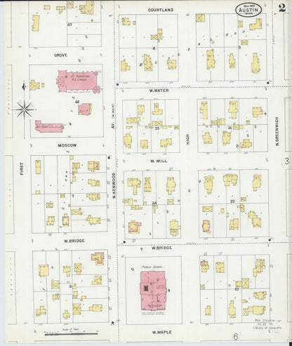 Sanborn Fire Insurance Map from Austin, Mower County, Minnesota (1899), Sheet #0002 - Historic Sanborn Fire Insurance Map Print, vintage old map wall art, antique decor, genealogy gift, Minnesota Minnesota map