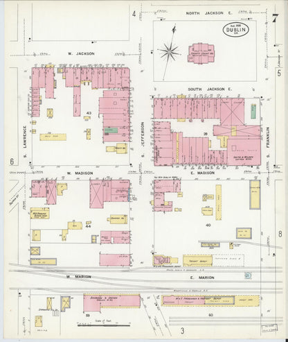 Sanborn Fire Insurance Map from Dublin, Laurens County, Georgia (1908), Sheet #0007 - Complete Map Set gallery image, historic Sanborn map, vintage wall art, Georgia Georgia