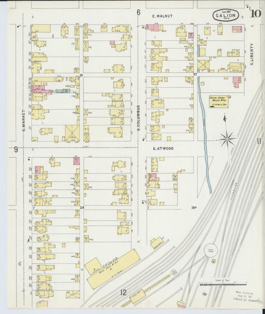 Sanborn Fire Insurance Map from Galion, Crawford County, Ohio (1897), Sheet #0010 - Historic Sanborn Fire Insurance Map Print, vintage old map wall art, antique decor, genealogy gift, Ohio Ohio map