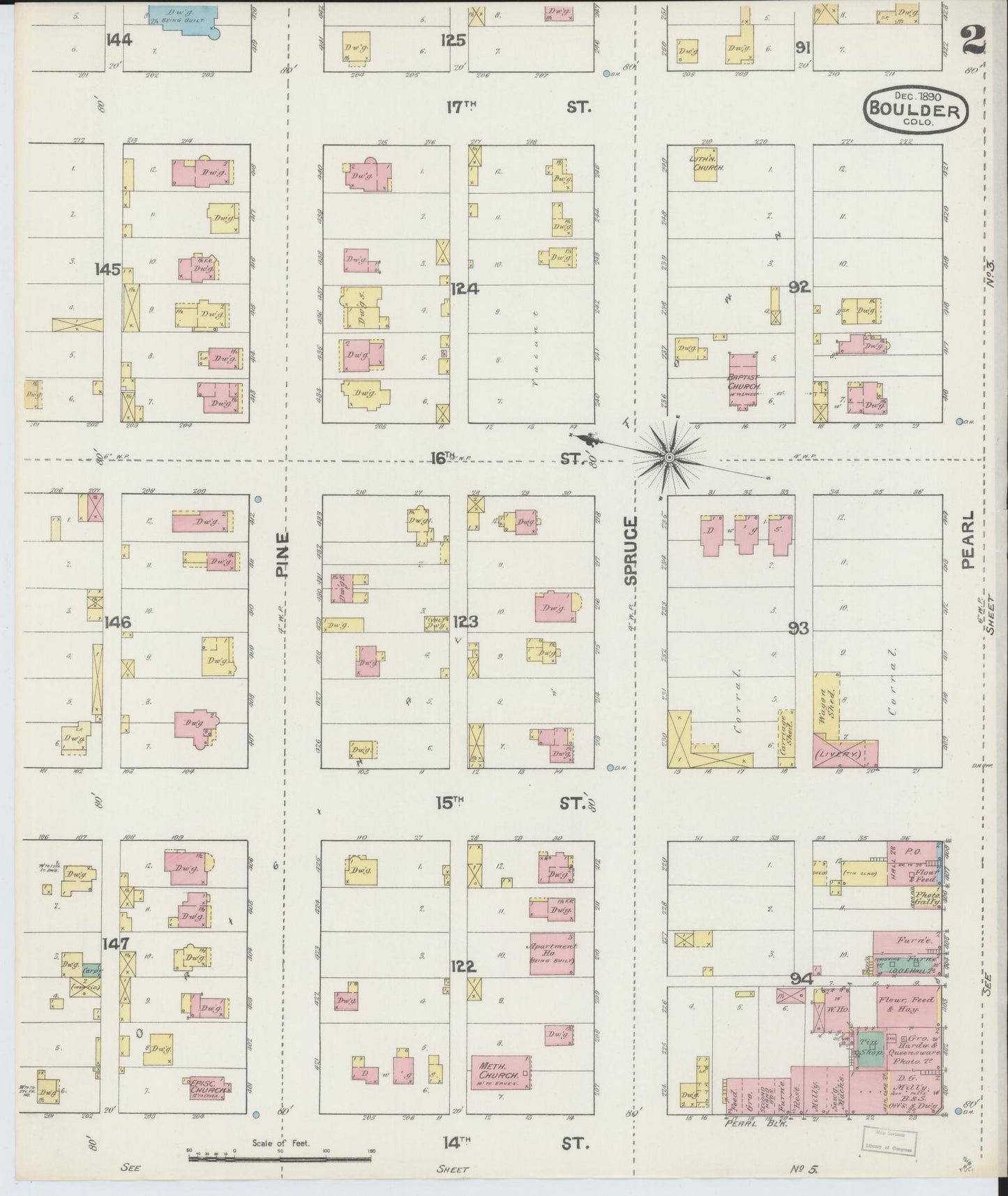 Sanborn Fire Insurance Map from Boulder, Boulder County, Colorado (1890), Sheet #0002 - Complete Map Set gallery image, historic Sanborn map, vintage wall art, Colorado Colorado