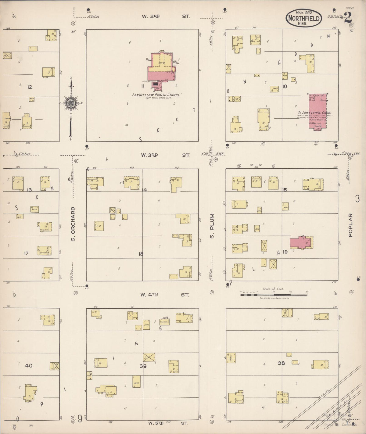 Sanborn Fire Insurance Map from Northfield, Rice County, Minnesota (1922), Sheet #0002 - Complete Map Set gallery image, historic Sanborn map, vintage wall art, Minnesota Minnesota