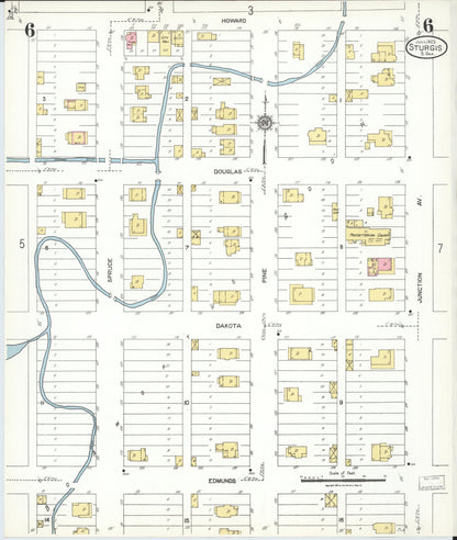 Sanborn Fire Insurance Map from Sturgis, Meade County, South Dakota (1923), Sheet #0006 - Complete Map Set gallery image, historic Sanborn map, vintage wall art, South Dakota South Dakota