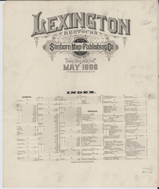 Sanborn Fire Insurance Map from Lexington, Fayette County, Kentucky. (1886) – Historic Sanborn Fire Insurance Map Print