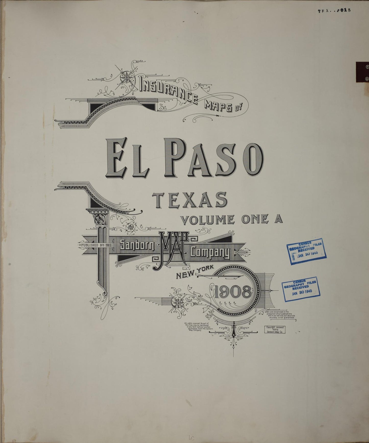 Sanborn Fire Insurance Map from El Paso, El Paso County, Texas. (1952) – Historic Sanborn Fire Insurance Map Print