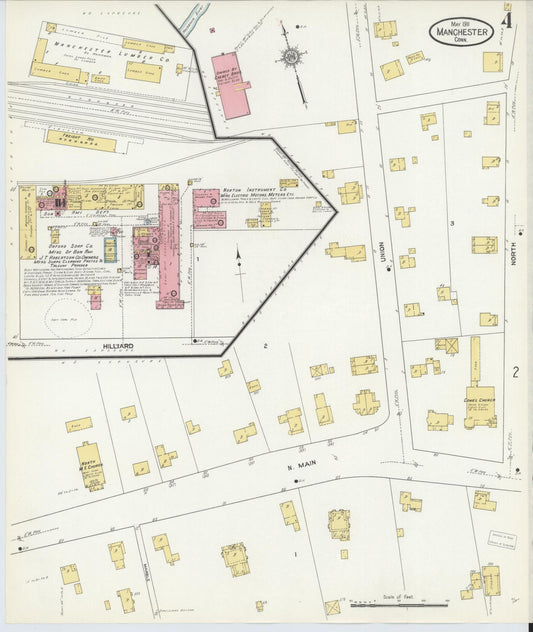 Sanborn Fire Insurance Map from Manchester, Hartford County, Connecticut (1911), Sheet #0004 - Historic Sanborn Fire Insurance Map Print, vintage old map wall art, antique decor, genealogy gift, Connecticut Connecticut map