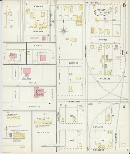 Sanborn Fire Insurance Map from Litchfield, Montgomery County, Illinois (1897), Sheet #0006 - Complete Map Set gallery image, historic Sanborn map, vintage wall art, Illinois Illinois