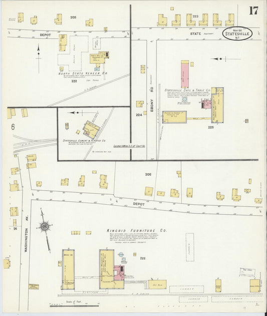 Sanborn Fire Insurance Map from Statesville, Iredell County, North Carolina (1911), Sheet #0017 - Historic Sanborn Fire Insurance Map Print, vintage old map wall art, antique decor, genealogy gift, North Carolina North Carolina map