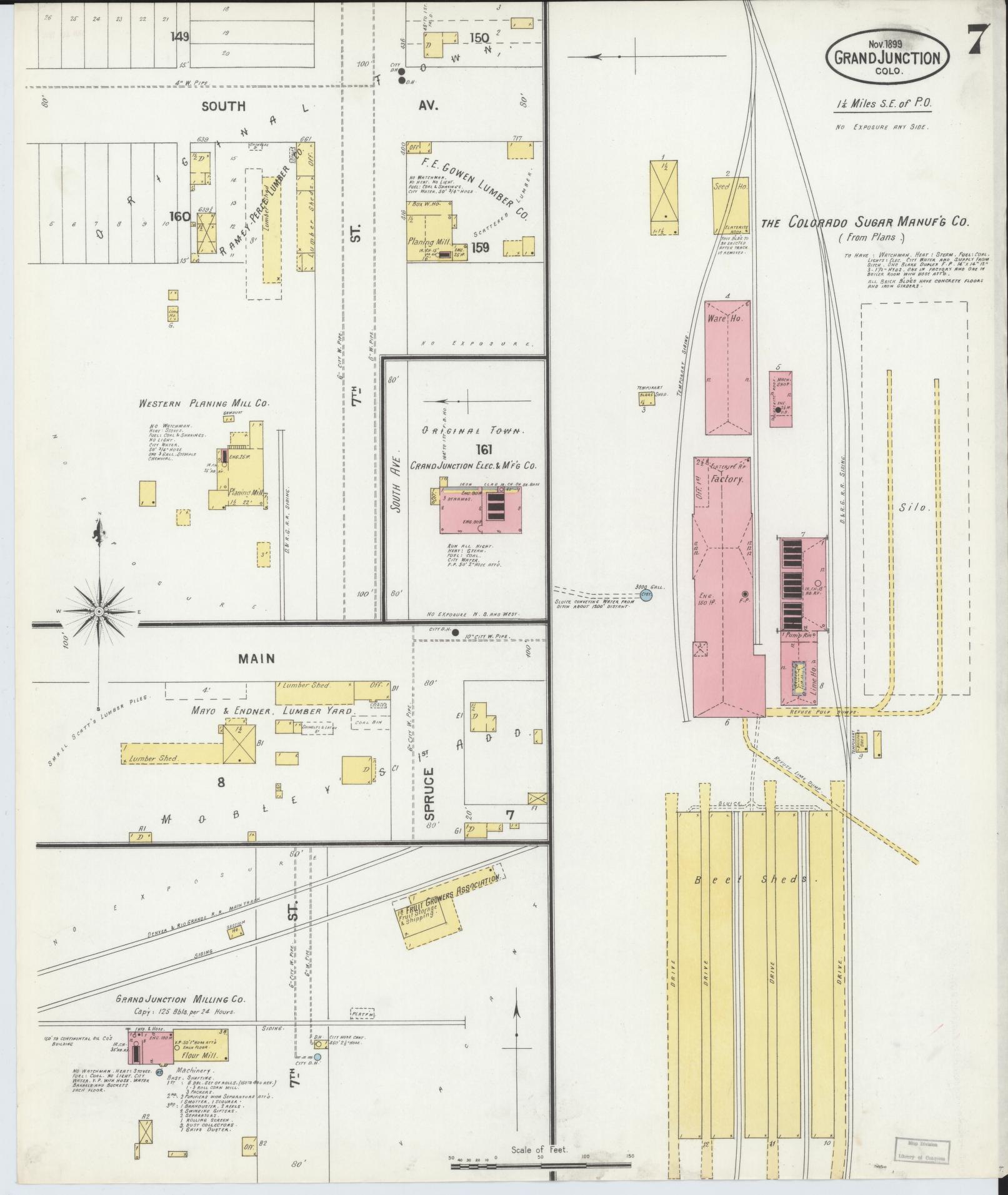 Sanborn Fire Insurance Map from Grand Junction, Mesa County, Colorado (1899), Sheet #0007 - Complete Map Set gallery image, historic Sanborn map, vintage wall art, Colorado Colorado