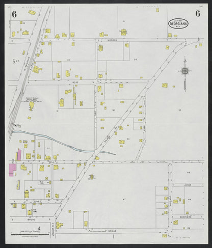 Sanborn Fire Insurance Map from Georgiana, Butler County, Alabama (1927), Sheet #0006 - Complete Map Set gallery image, historic Sanborn map, vintage wall art, Alabama Alabama