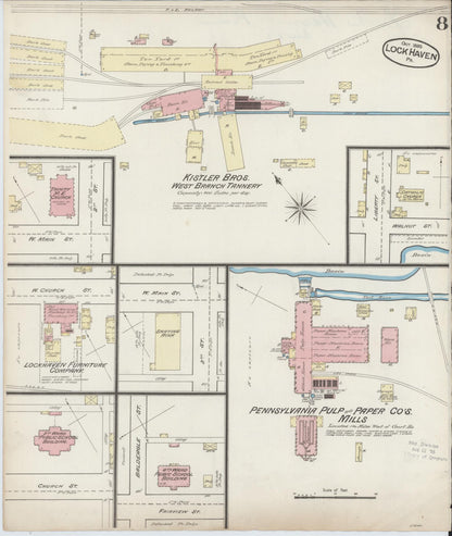 Sanborn Fire Insurance Map from Lock Haven, Clinton County, Pennsylvania (1885), Sheet #0008 - Complete Map Set gallery image, historic Sanborn map, vintage wall art, Pennsylvania Pennsylvania